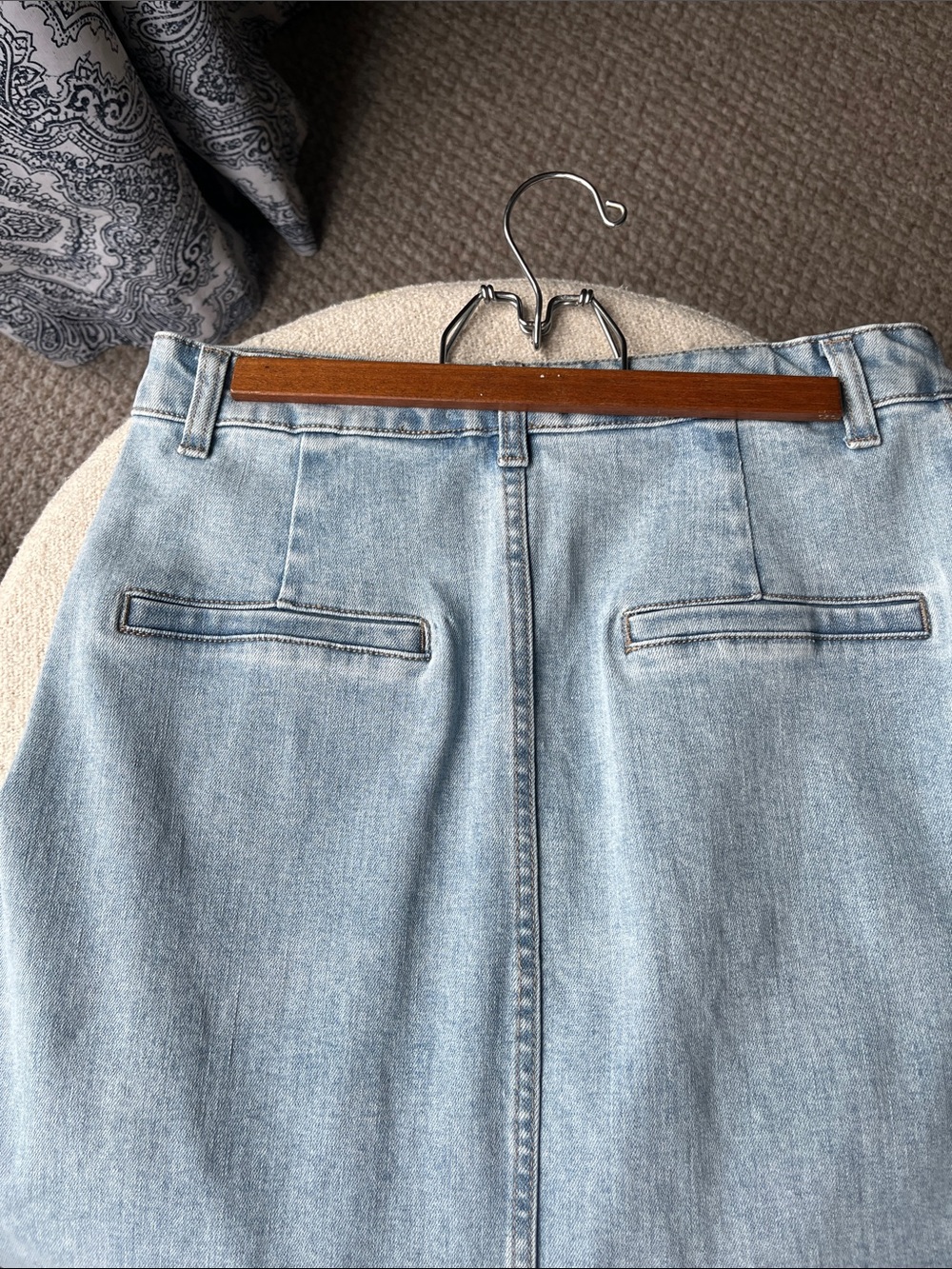 Oat New York Light Wash Denim Midi Skirt - Picture 2 of 4
